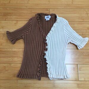 EUC Find Me Now Colorblock Ruffled Cardigan